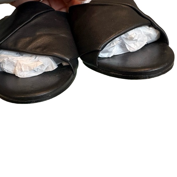 Eileen Fisher Ruche Black Leather Open Toe Slide Sandals, Sz 7.5 - Picture 11 of 14